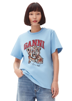 Tiger Relaxed tee Blissful Blue T4007 Ganni 